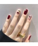 Brishow Christmas Snow Elk Press on Nails - 24pcs Red Short Square Fake Nails for Women and Girls - Buy Online on GoSupps.com