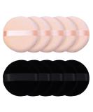 10 Pieces Pure Cotton Powder Puffs | Small 2.36 Inch Makeup Tool for Face & Body | Ideal for Loose & Setting Powder - Black & Beige - Buy Online on GoSupps.com