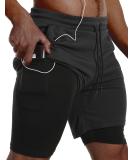 JWJ Mens 2 in 1 Running Shorts Quick Dry Gym Athletic Workout Clothes with Side Pockets Large Black - Buy Online on GoSupps.com