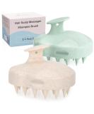 Frateech 2-Piece Scalp Massage Brush - Wet & Dry Silicone Shampoo Hair Brush for Dandruff-Free Hair Growth - Mint Green & Beige - Buy Online on GoSupps.com
