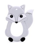 PREMYO Fox Teething Ring for Babies - BPA Free Silicone Cooling Teething Aid - Relieves Teething Pain - Soft Gray - Buy Online on GoSupps.com