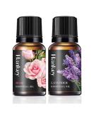 Pure Organic Rose and Lavender Essential Oil - 2 x 10ml for Diffusers Massage Aromatherapy Skin Care - Buy Online on GoSupps.com