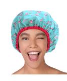 Fashionista Flamingo Oversized Waterproof Shower Cap - Reusable & Adjustable for All Hair Lengths - Buy Online on GoSupps.com
