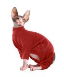 Hjyokuso Sphynx Cat Clothing | Warm Breathable Sweater for Cats | Catwear for Sphynx Cornish Rex Devon Rex & Peterbald | XXL Red Cat Shirt - Buy Online on GoSupps.com