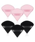 AXFEE 6 PCS Soft Triangle Makeup Powder Puffs - Pure Velour for Loose Powder, Mineral Powder, Body Powder - Black & Pink - Buy Online on GoSupps.com