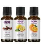 NOW Foods 3-Pack Essential Oils Variety - Blues Relief Blend (Orange Clove Lemon) 1 Oz | Shop Internationally - Buy Online on GoSupps.com