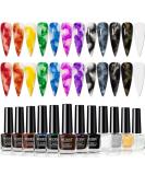 MIZHSE Marble Gel Nail Polish  12 Colors Blooming Gel Marble Ink Nails Watercolor Magic Blossom Nail Polish For Nail Salon Home DIY 7ml Blue - Buy Online on GoSupps.com