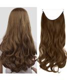 OMGREAT Ombre Halo Hair Extensions 20 Inch Curly Synthetic Hair Light Chestnut Brown - Heat Friendly Fiber - No Clip Headband - Buy Online on GoSupps.com