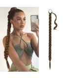 BARSDAR 86cm Braided Ponytail Extension - Natural Soft Synthetic Hair for Women - DIY Wrap Braid - Warm Brunette - International Shipping Available - Buy Online on GoSupps.com