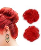 iLUU Women's Red Color Scrunchy Updo Wavy Hair Bun Messy Elastic Chignons Synthetic Hairpiece Wig Curly Hair Extension Scrunchies for Women Girl Lady (#113 Bright Red 2pcs/pack) #113-red - Buy Online on GoSupps.com