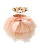 Hoolchean Baby Girls Tutu Skirt Set with Flower Headband & Diaper Cover - 2-3 Years, Peach - Buy Online on GoSupps.com