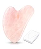 Buy Gua Sha Rose Quartz Massage Tool - Natural Jade Facial Care Scraper Anti-Aging Heart-Shaped Crystal for Spa & Skincare - Buy Online on GoSupps.com