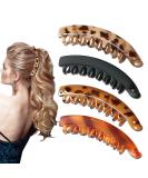 Aaiffey Banana Hair Clips for Women - Classic Double Comb Clips Leopard Print Ponytail Holder - Pack of 4 - Buy Online on GoSupps.com