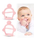 Vicloon Baby Silicone Teething Rings - BPA-Free Lion Bite Toys for 3+ Months - 2PCs Set in Pink - Dental Aid & Massage - Buy Online on GoSupps.com