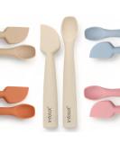 Infatot Baby Weaning Spoons Set - Silicone Baby Spoons for 4 Months+ - Self Feeding Cutlery for Infant - Cream - Buy Online on GoSupps.com