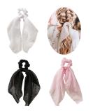 SCRMROIA 3 Packs Scarf Scrunchies Polka Dot Daisy Flower Hair Scarf Scarves Satin Silk Long Tails Scrunchy Bowknot Hair Bands Elastics Ponytail Holder Donut Hair Ties for Women Girls (Style 1) - Buy Online on GoSupps.com