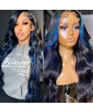 Beauty Forever Skunk Stripe Blue Dream Body Wave Lace Front Wig 20 inch - 150% Density Human Hair Wig for Women - Buy Online on GoSupps.com