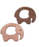 2pcs Handmade Cartoon Elephant Wood Pendant Decorations - Natural Beech Wooden DIY Necklace Charms - Buy Online on GoSupps.com