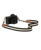 MoKo Adjustable Cotton Woven Camera Strap - Universal Neck & Shoulder Strap for Cameras & Camcorders - Black & Beige - 1.5 inch Wide - Buy Online on GoSupps.com