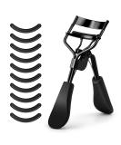Sibba Professional Eyelash Curler with 10 Extra Silicone Pads - No Pull & Suitable for All Eye Shapes - Glossy Black - Buy Online on GoSupps.com