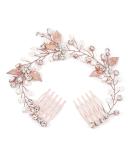 Yikisdy Rhinestone Bride Wedding Hair Comb - Pearl Leaf Crystal Bridal Accessories (Rose Gold) - Buy Online on GoSupps.com