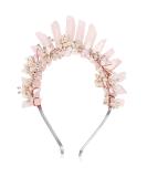 Raw Crystal Quartz Crown Headband Women Pink Crown Flower Crystal Mermaid Tiara Headband Handmade Natural Stone Witch Headpiece for Girls Wedding Party Bride Fairy Costume Hair Accessories - Buy Online on GoSupps.com
