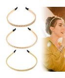 Elegant Gold Metal Hair Ties - Vintage Chic Headbands for Women & Girls - 3 Stylish Designs - Buy Online on GoSupps.com