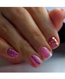 Square Short Fake Nails | Acrylic Press on Nails Rose Pink Glitter | 24 Pcs Full Cover French Tip for Women - Buy Online on GoSupps.com