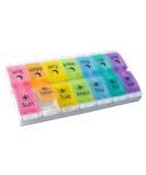 EZY DOSE Push Button (7-Day) Pill Case, Medicine Planner, Vitamin Organizer, 2 Times a Day AM/PM, Removeabale Trays, Large Compartments, Arthritis Friendly, Rainbow Lids Rainbow Large - Buy Online on GoSupps.com