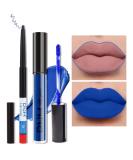AMY'S DIARY 2pcs Blue Matte Lip Liner and Lipstick Set - Waterproof 24H Liquid Lipstick & Long-Lasting Lip Liner - Matte Makeup Kit (08) - Buy Online on GoSupps.com