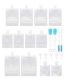 RIIEYOCA 12 Piece Portable Travel Liquid Clear Plastic Packaging Bag Combo with Funnel, Dropper, and Brush - Ideal for Shampoo, Shower Gel, Hand Sanitizer, and Daily Necessities - Buy Online on GoSupps.com