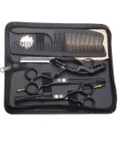 Purple Dragon 5.5 Inch Professional Hair Scissors Set - Sharp Hairdressing Scissors for Men & Women Barbers & Beginners - Perfect Haircut Tool in Black - Buy Online on GoSupps.com