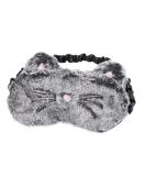 Shinywear Cute Rabbit Sleeping Eye Mask - Super Soft Plush Blindfold for Kids and Adults (Black Grey Cat) - Buy Online on GoSupps.com