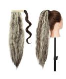 20 Inch Real Long Corn Wave Ponytail Clip in Hair Extensions - Dark Brown & Bleach Blonde - Buy Online on GoSupps.com