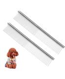 JdXun Pet Comb Set - 2 Stainless Steel Dog & Cat Brushes for Knot Removal | Rounded Teeth Pet Grooming Tools (19 x 3.3cm) - Buy Online on GoSupps.com
