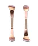 Double-Ended Foundation Makeup Brush - Angled & Round Top for Liquid Powder & Cream Blending | International Shipping Available - Buy Online on GoSupps.com