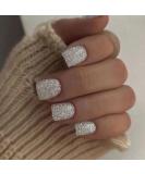 Glitter Press on Nails - Square Short Full Cover Sparkly Fake Nails | 24Pcs Reusable Acrylic Stick on Nails for Women | Nail Art Decorations - Buy Online on GoSupps.com