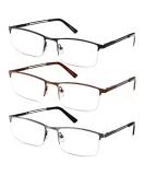 OENEYE 3 Pack Blue Light Blocking Reading Glasses for Men - Stylish Metal Frame Readers | Comfort Spring Hinges | Multicolor - 1.75x - Buy Online on GoSupps.com