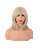 MapofBeauty 18 Inch/45 cm Layered Bangs Straight Synthetic Fiber Shoulder Length Hair Daily Use Wig (Blonde) - Buy Online on GoSupps.com