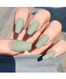 Brishow Green Press On Nails - Matte Ballerina Acrylic Fake Nails | 24 Piece Set for Women & Girls - Glue-On Short Artificial Nails - Buy Online on GoSupps.com