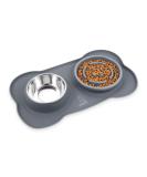 Pecute Slow Feeder Dog Bowl Set with Non-Skid Mat - Stainless Steel Water Bowl for Dogs and Cats - Eco-Friendly Design - 13.5oz Grey Bowl - Buy Online on GoSupps.com