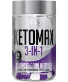 NDS Nutrition Keto-Max Advanced 3-in-1 - 90 Capsules Keto Pills for Fat Loss, Carb Blocker & Appetite Suppressant with White Kidney Bean, Chitosan, Raspberry Ketones, and Vanadium - Buy Online on GoSupps.com