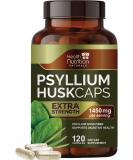 Psyllium Husk Capsules 1450mg - Non-GMO Soluble Fiber Supplement for Digestive Health - 120 Capsules - Buy Online on GoSupps.com