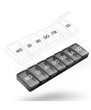 Weekly Pill Organizer Box - 7-Day Tablet Storage - OPRET Medication Organizer - Black & White - Buy Online on GoSupps.com
