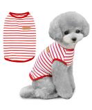 Voarge Summer Dog T-Shirt - Soft Cotton Striped Pet Tank Top for Small & Medium Dogs - Chihuahua Clothing in Red (Large) - Buy Online on GoSupps.com