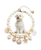 Hacraho Adjustable Pet Pearl Necklace - Rhinestone Cat & Dog Decor | International Shipping Available - Buy Online on GoSupps.com