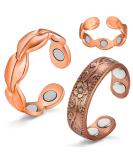 Vicmag 2PCS Copper Rings for Women Ultra Strength Magnetic 99.99% Solid Pure Copper Adjustable with Gift Box (2 pcs Copper Leaf & Flower) - Buy Online on GoSupps.com