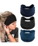 Shop Generse Wide Frontal Ligaments Black Boho Hair Bands - 3 Pack Elastic Headbands for Women & Girls - Yoga & Turban Style Accessories - Buy Online on GoSupps.com