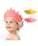 Funupup Adjustable Shower Hood for Kids - Crown Shape Hair Wash Shield Baby Visor for Eyes & Ears Pink & Yellow Dinosaurs - 2 Pieces - Buy Online on GoSupps.com