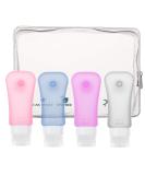 Moko Travel Bottles Set - 4 Silicone Leak-Proof 3.1 oz Refillable Travel Bottles for Shampoo & Toiletries - BPA Free - Buy Online on GoSupps.com
